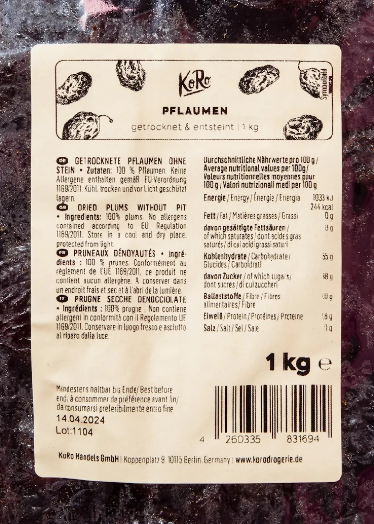 Getrocknete und entsteinte Pflaumen 1 kg