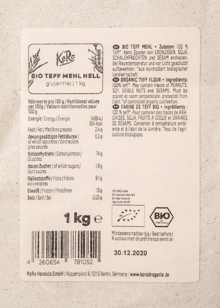 Helles Bio Teffmehl 1 kg