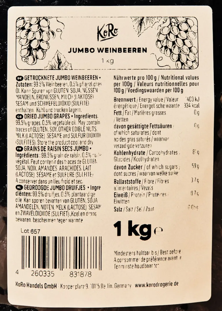 Jumbo Weinbeeren 1 kg
