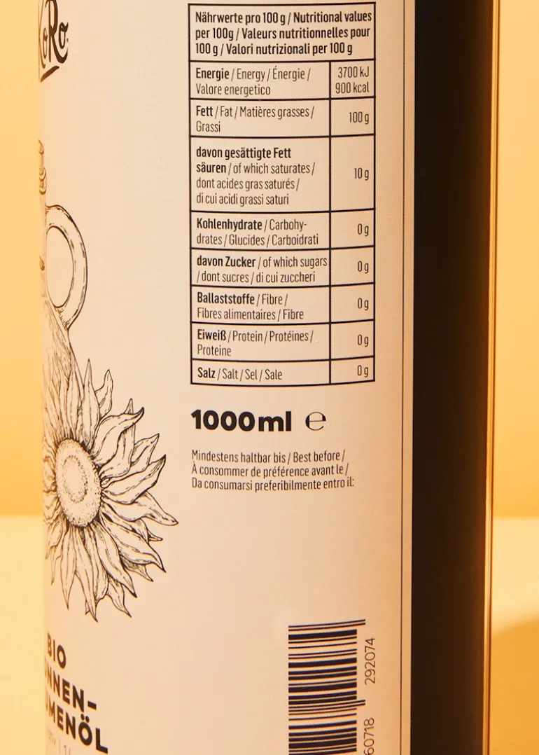 Natives Bio Sonnenblumenöl 1 L