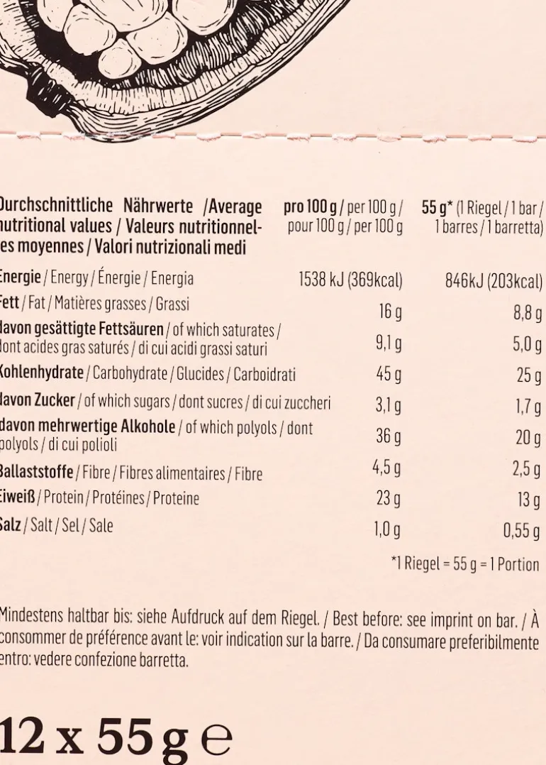 Protein Bar Deluxe Vegan Raspberry Choc 12 x 55 g