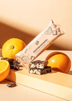 Puffreisriegel in Zartbitterschokolade mit Orange 18 g
