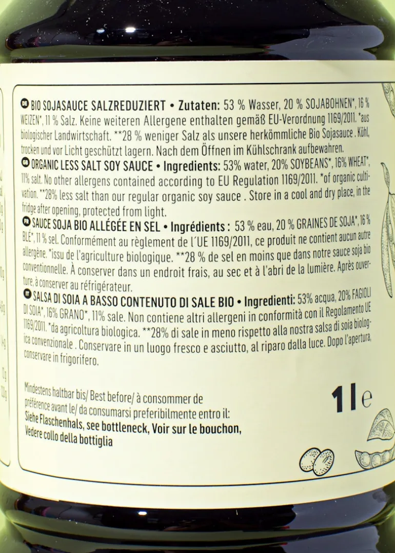 Salzreduzierte Bio Sojasauce 1 L