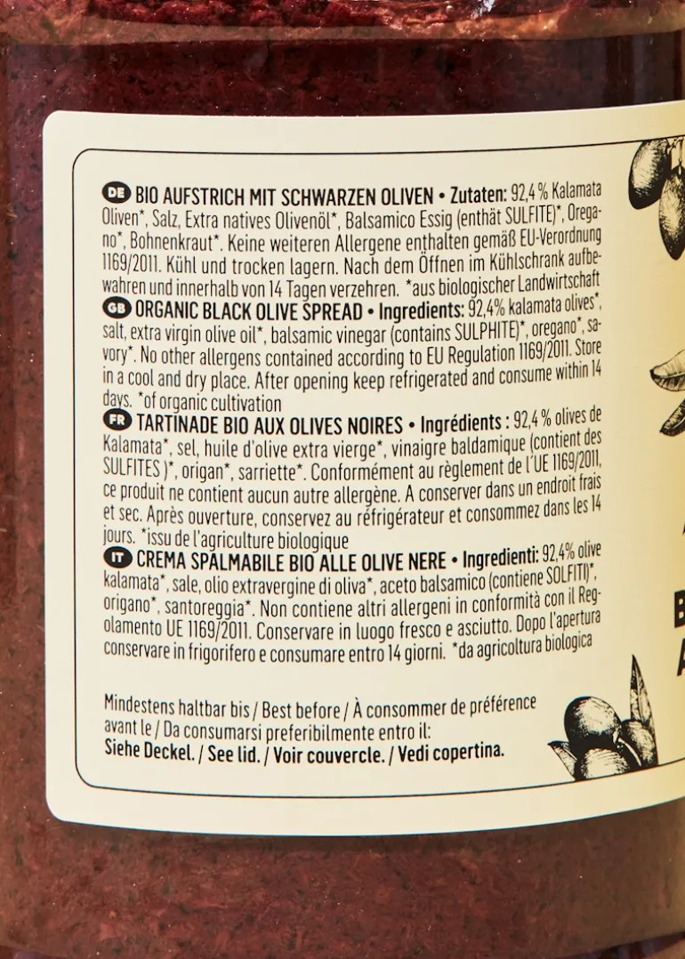 Schwarze Bio Oliven Aufstrich 350 g