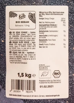 Schwarzer Bio Sesam 1,5 kg