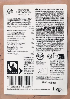 Stark entöltes Bio Fairtrade Kakaopulver 1 kg