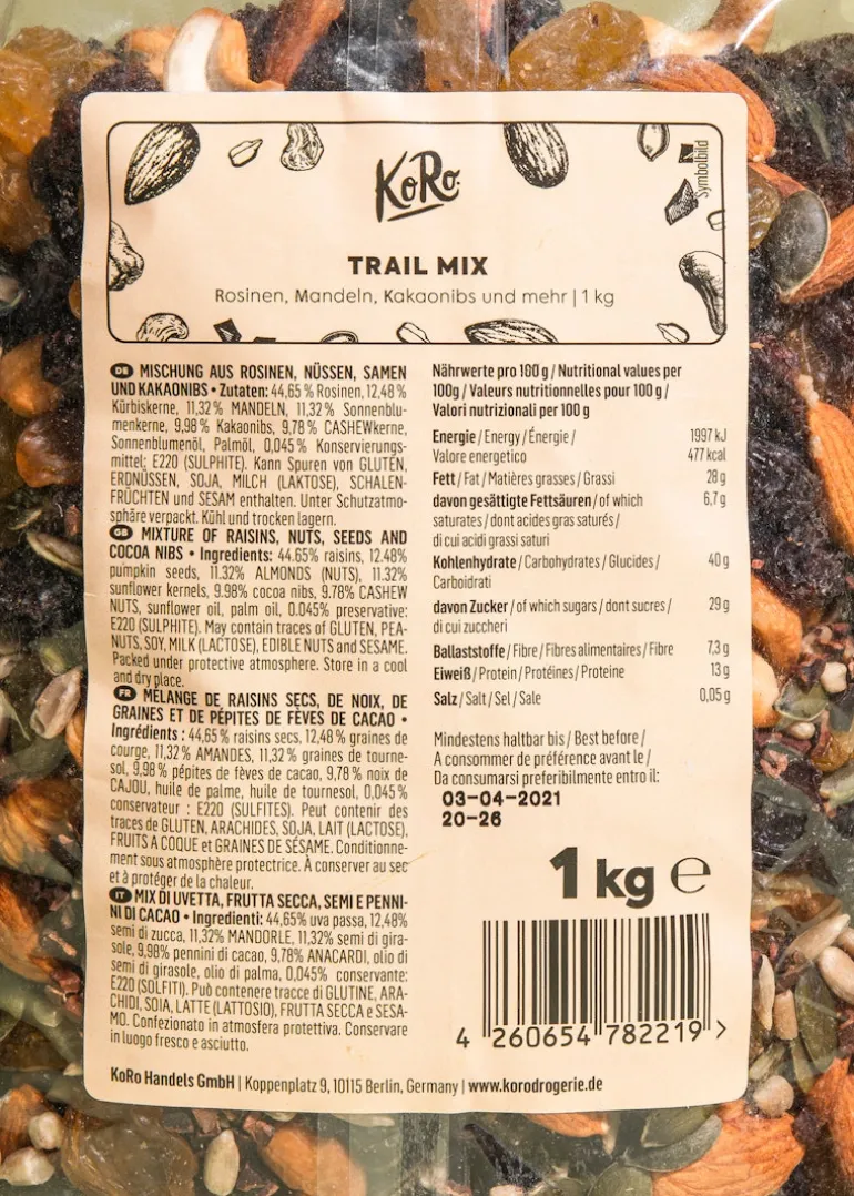 Studentenfutter mit Saaten und Kakaonibs 1 kg