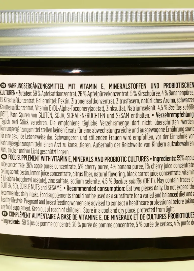 Tummy Fruit Bites mit lebenden Kulturen, Vitamin E, Zink & Selen 120 Stück
