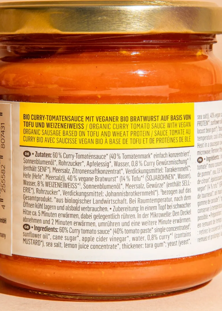 Vegane Bio Currywurst in Curry-Tomatensoße 350 g