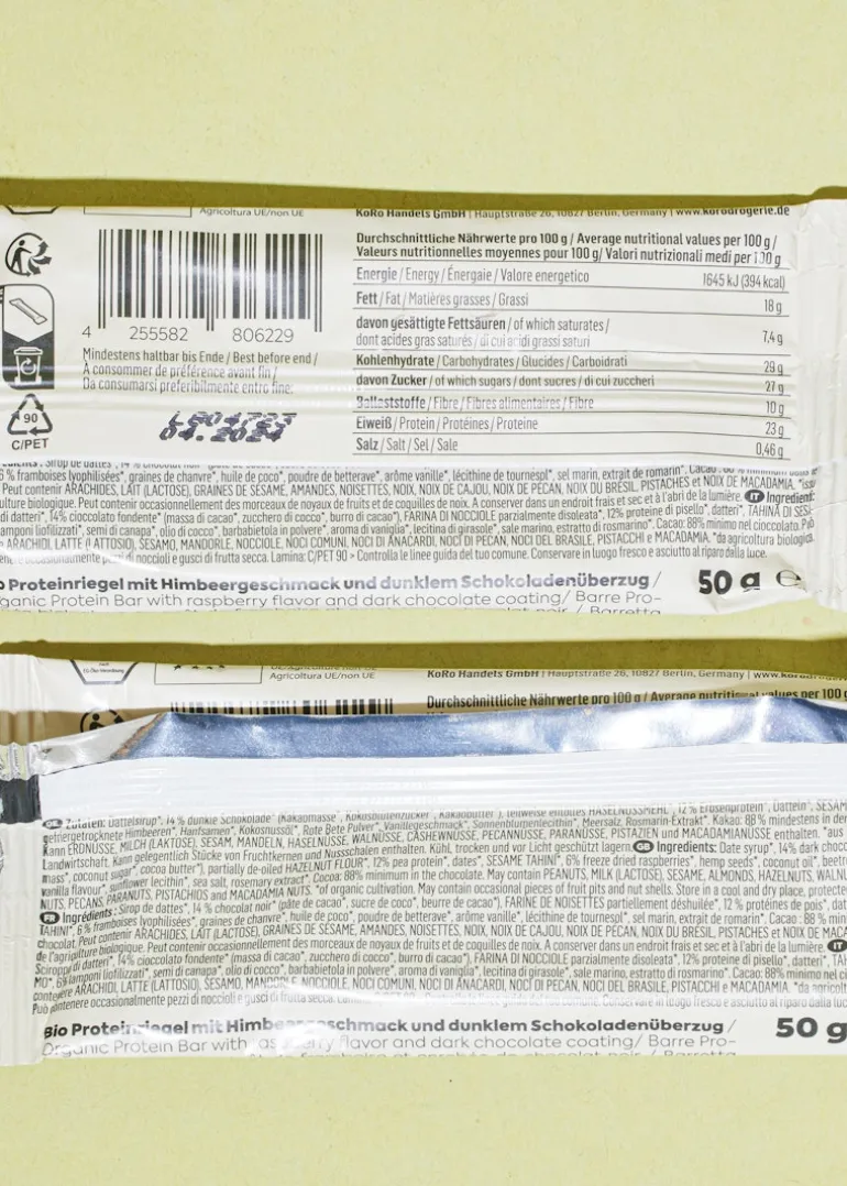 Veganer Bio Proteinriegel Raspberry 50 g