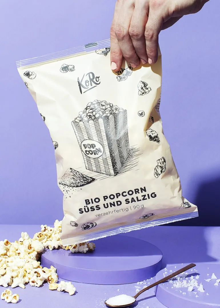 Verzehrfertiges Bio Popcorn süß und salzig 90 g