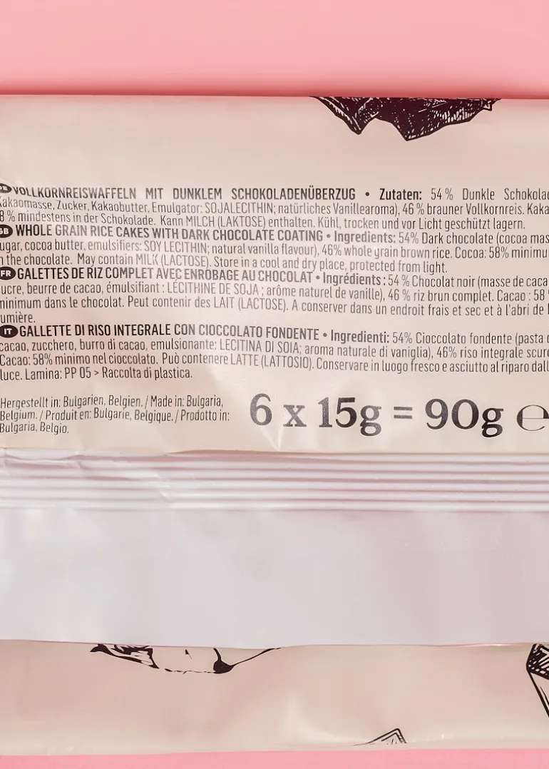 Vollkornreiswaffeln mit dunkler Schokolade 90 g