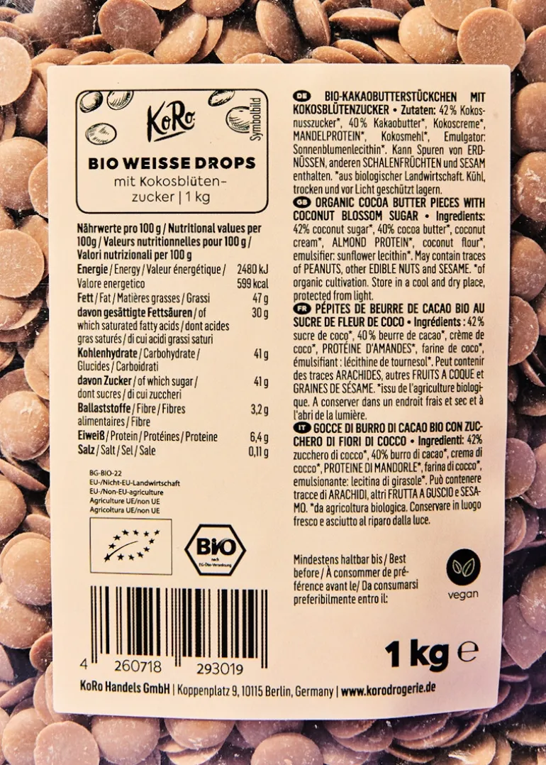 Weiße Bio Drops mit Kokosblütenzucker 1 kg